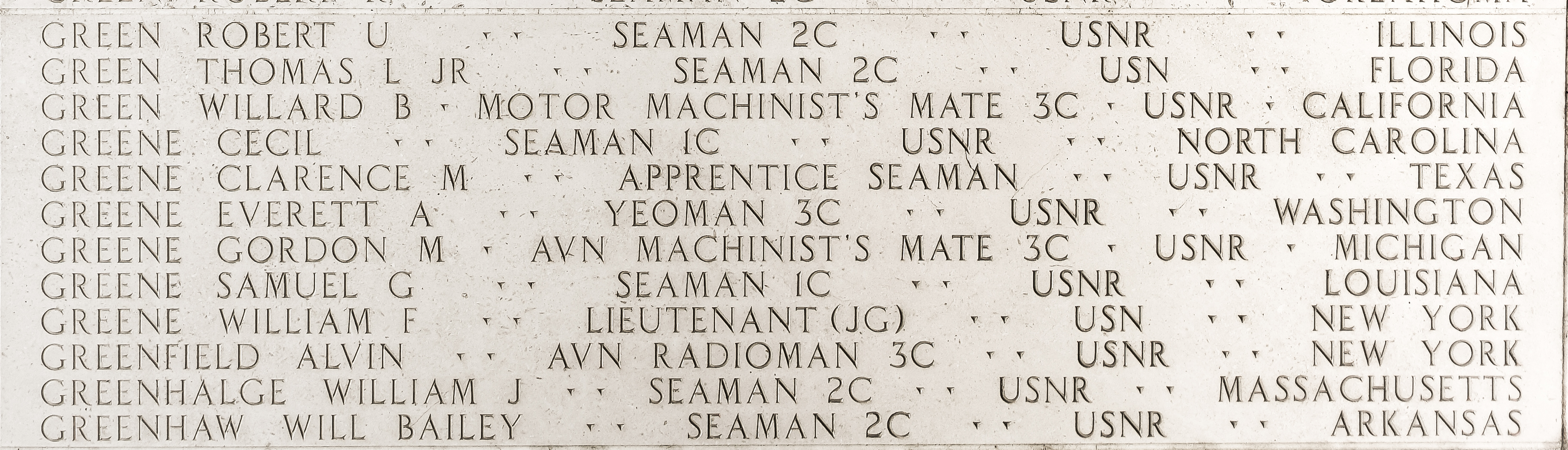 Clarence M. Greene, Apprentice Seaman